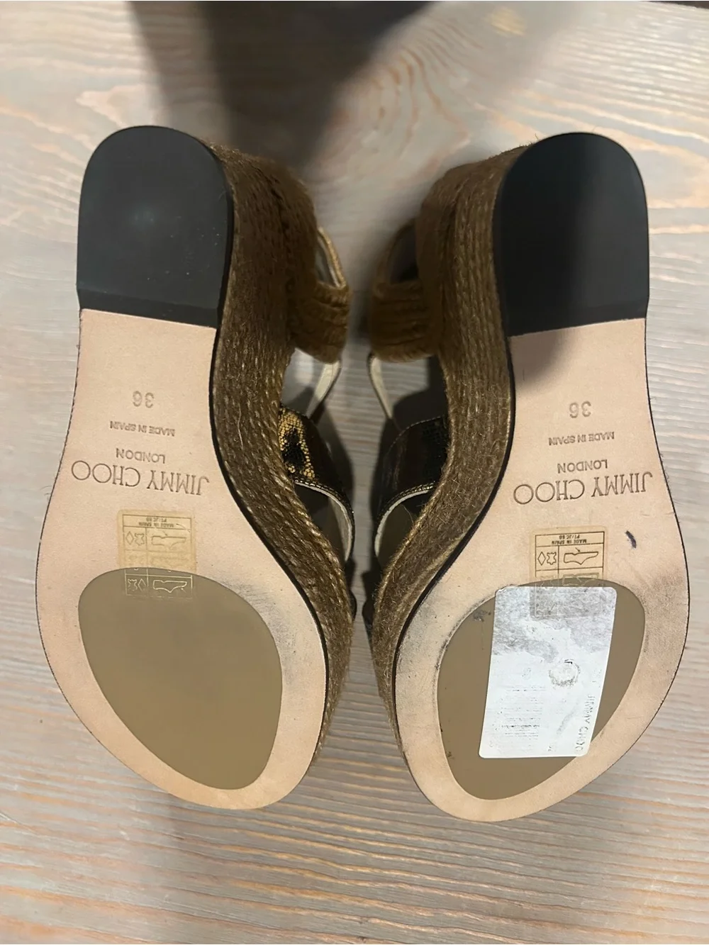 Jimmy Choo Gold Metallic Espadrille Platform Sandals